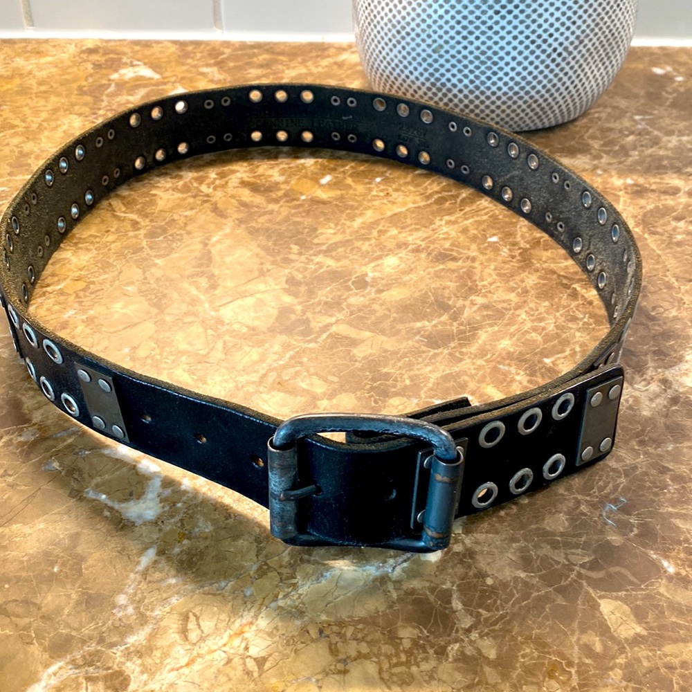 36” Black belt with metal features